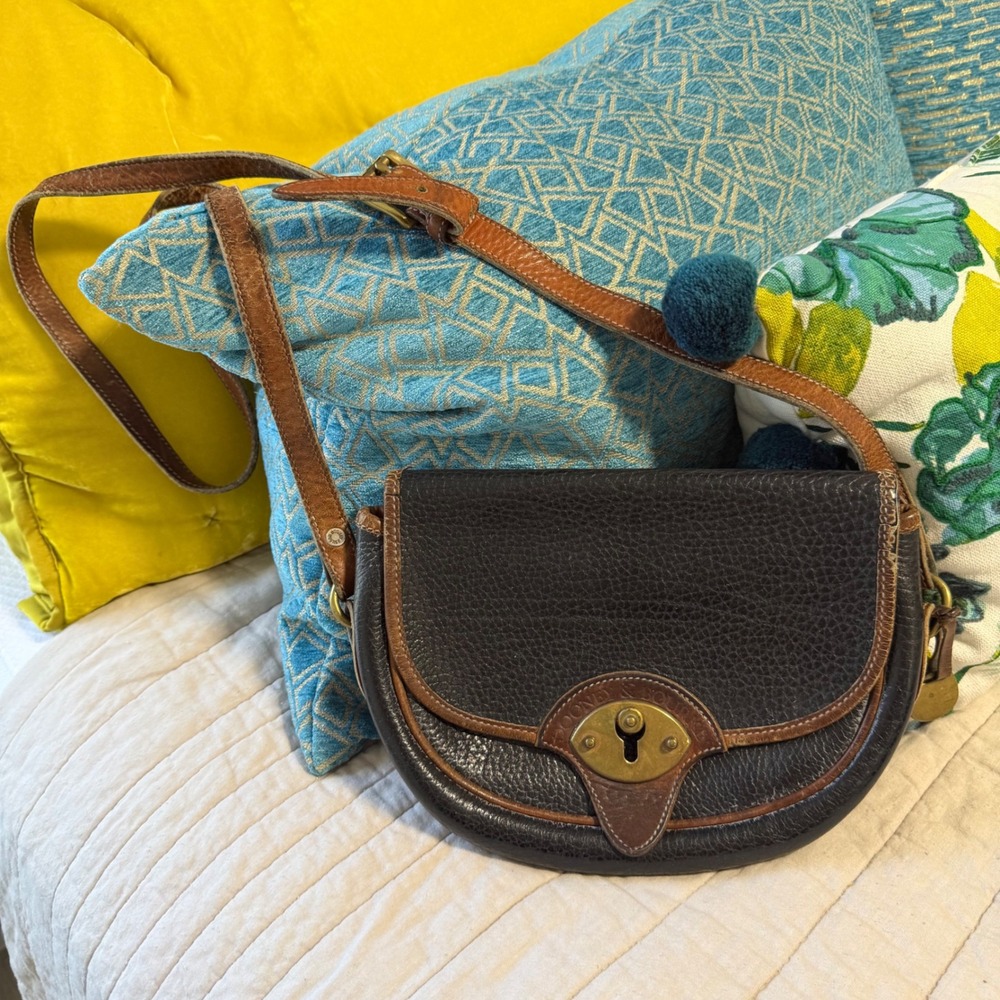 Vintage‎ Dooney & Bourke Cavalry Trooper  Purse Crossbody Bag Brown Tan Leather